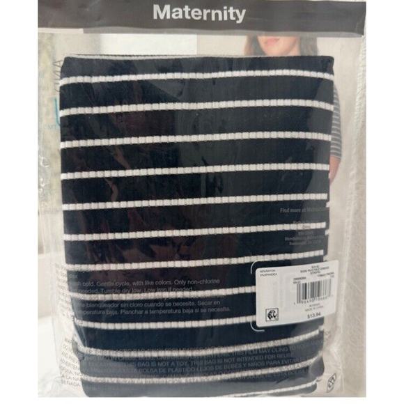 Time and Tru Maternity Short Sleeve Striped Dress Size L Scoop Neck Side Ruching - Picture 5 of 6